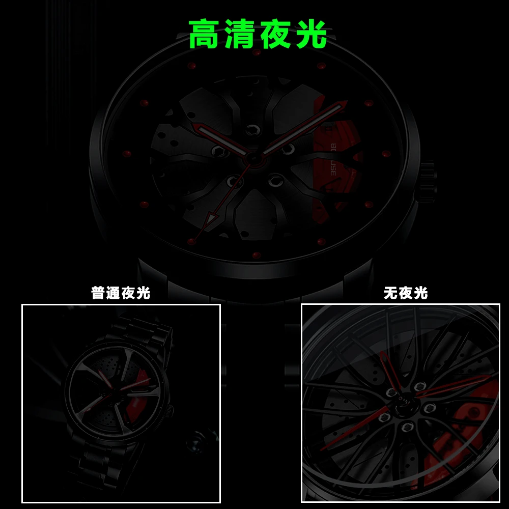 Часы Брендовые мужские часы с колесным ободом из нержавеющей стали оптовая