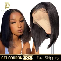 short bob wig straight t part lace 100 human hair wigs for black women natural brazilian wig remy pre plucked closure hair
