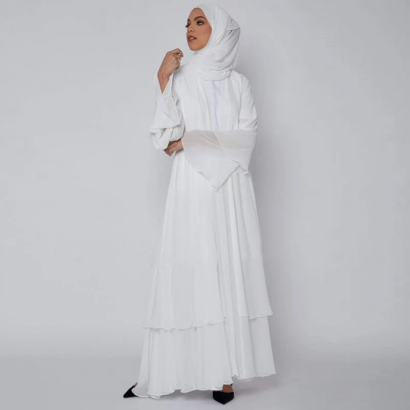 

New Saudi Arabia Dubai White Robe Prayer Clothes Solid Color Loose Jacket Kaftan Moroccan Robe and Ankle Casual Muslim Clothing