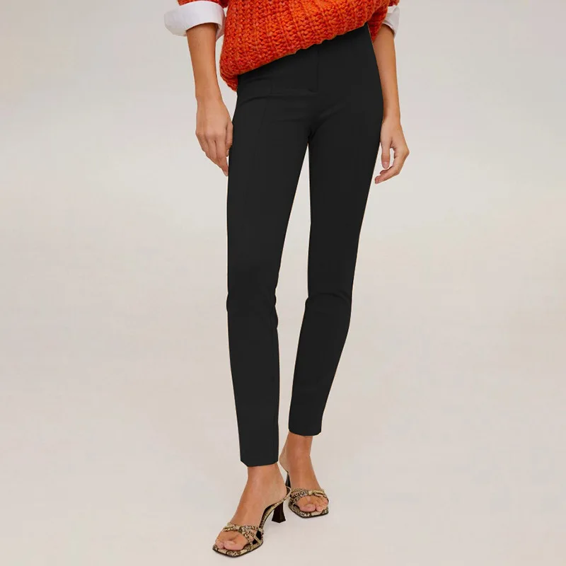 

KALENMOS Women's Pants Slim Autumn Winter Clothing Streetwear Women Streetwear Black Femme Pantalon High Waist Casual Trousers