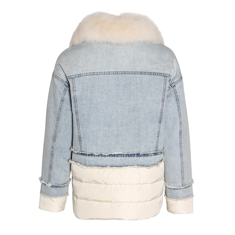 Женская джинсовая парка TWOTWINSTYLE с мехом длинным рукавом хлопковая зимняя