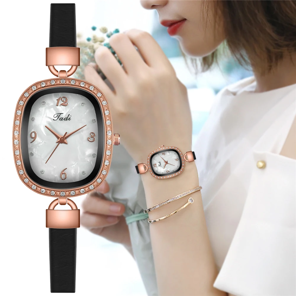 [Часы + браслет] Роскошные женские кварцевые часы с овальным жемчугом и