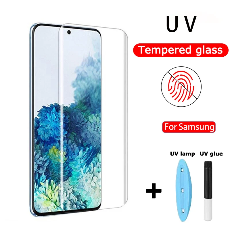 Закаленное УФ стекло для Samsung Note 10 Plus 8 9 S10 S9 S8 S10e S7Edge 5D|Защитные стёкла и плёнки