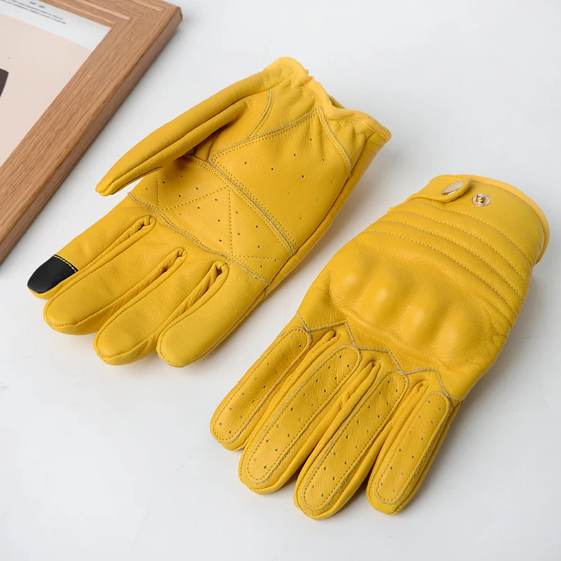 

Retro Harley Motorcycle Gloves Cowhide Leather for Women and Men Screentouch Cycling Motocross Guantes Moto Summer