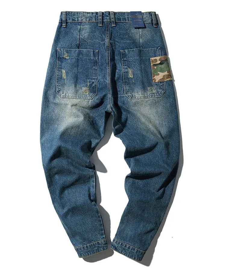 Men Jeans Casual Joggers Plus Size 7XL Hip Hop Harem Denim Pants Camouflage Patchwork Quality Trousers Blue Jeans Brand Clothing