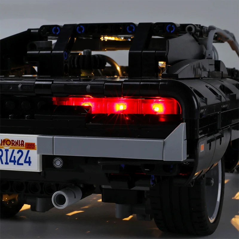 

High tech Car Series Doms Dodged Charger 42111 Model Building Blocks Super Car MOC Led Light Kit Bricks Toys For boys Children