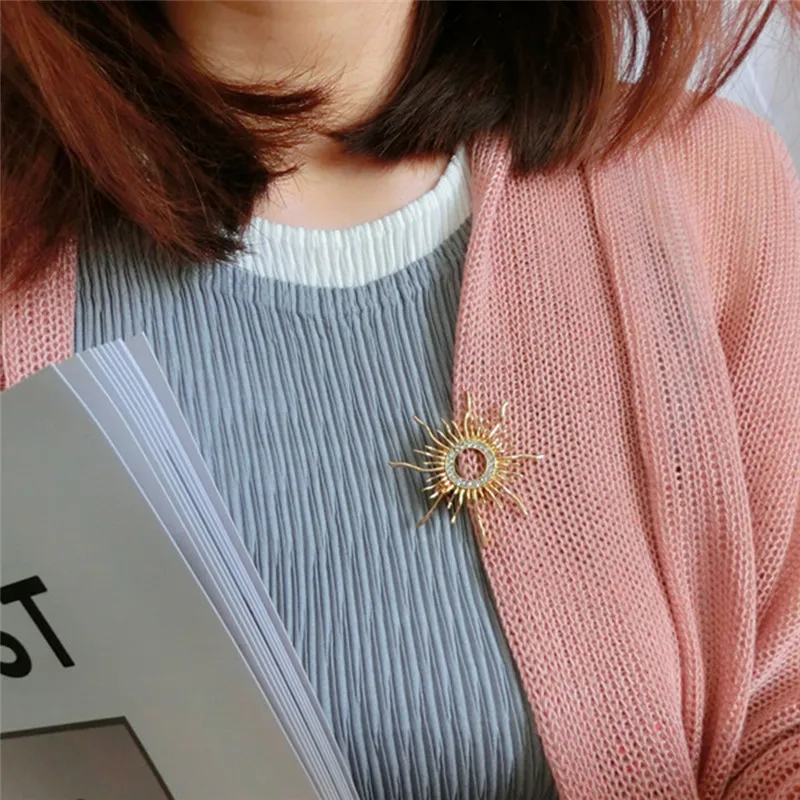 Тонкой Broche хиджаб булавки шарф пряжки корсаж новый для Для женщин солнце формы Броши Femme клип Прохладный