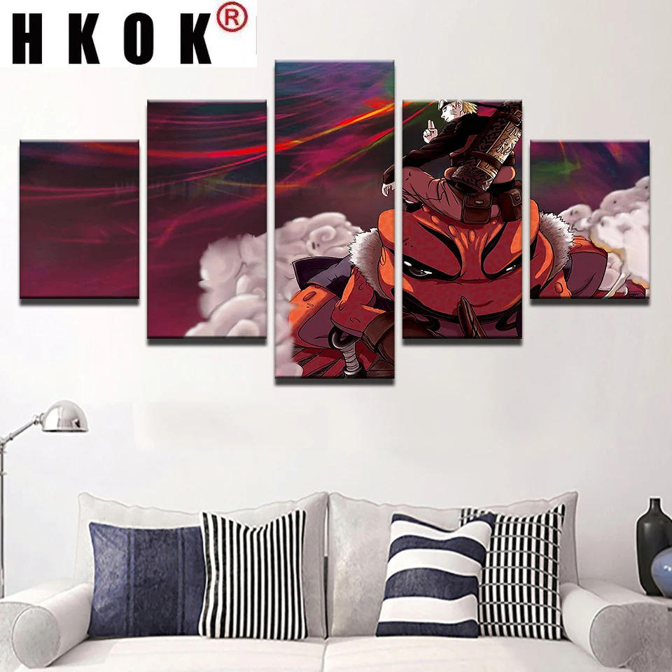 

HKOK 5 Panel Abstract Animation Character Canvas Paintings Posters Prints Wall Art Pictures Home Decoration Living Room