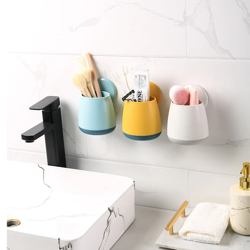 

Wall Hanging Toothbrush Holder Bathroom Accessories Punch-Free Suction Cup Rack Toothpaste Toothbrush Storage Box Put Comb Tube