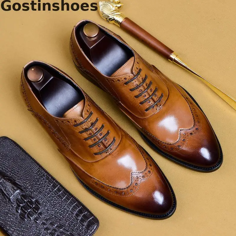 Мужские туфли оксфорды из натуральной кожи 4 стиля мужские официальные кожаные
