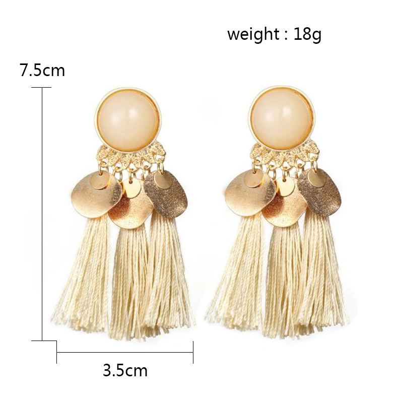 

Fashion Ethnic Bohemian Tassel Crystal Long Earrings Black Beige Red Silk Fabric Drop Dangle Tassel Earrings For Women Jewelry