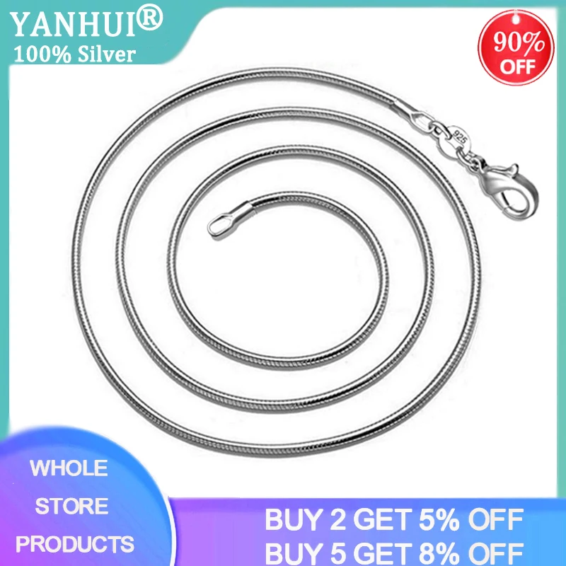 

Top Quality S925 Sterling Silver Color Necklace Chain Jewelry Findings 16"-38" Chains 1MM Snake Chain With Lobeter Clasp NX01