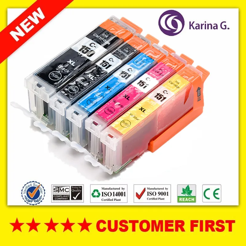 Совместимый для PGI-150 CLI-151 PGI150 PGI 150 чернильные картриджи для Canon PIXMA MG5410/MG5510/MG5610/MG6310/MG6410/MG6610 и т. Д