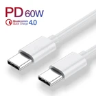 Зарядное устройство PD с USB Type C на Type C, 60 Вт, кабель QC 4,0 для телефонов Samsung, Huawei, Android, шнур для передачи данных, провод для быстрой зарядки