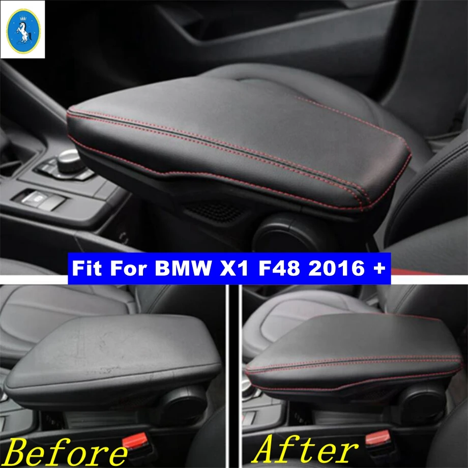 

Car Accessories Central Armrest Box Cover Protection Case Holster Pad Mat Kit PU Leather Fit For BMW X1 F48 2016 - 2021