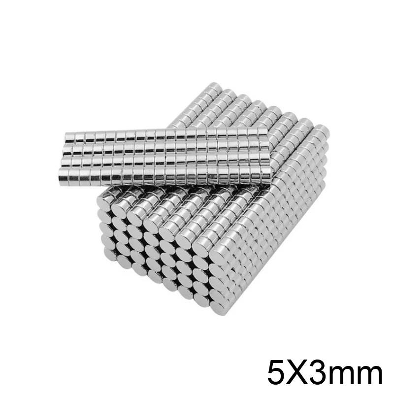 Неодимовый магнит 5x3 мм N35 маленький круглый мощный 5 x 3 лист сильный постоянные