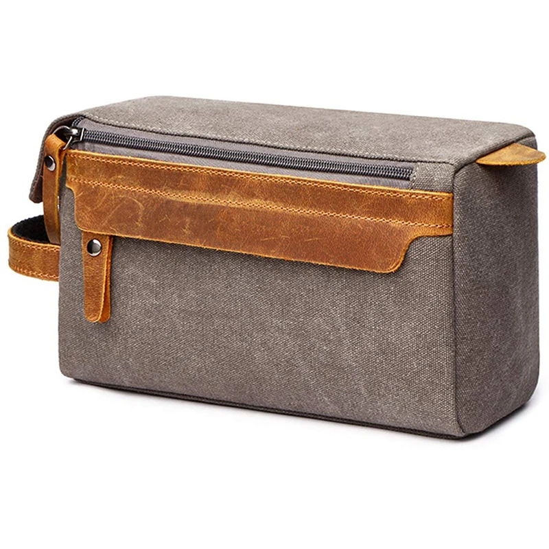 

Men Canvas Shave Toiletry Wash Pouch Organizer Handbag Makeup Bag Women High Capacity Storage Case Travel Cosmetic Bag