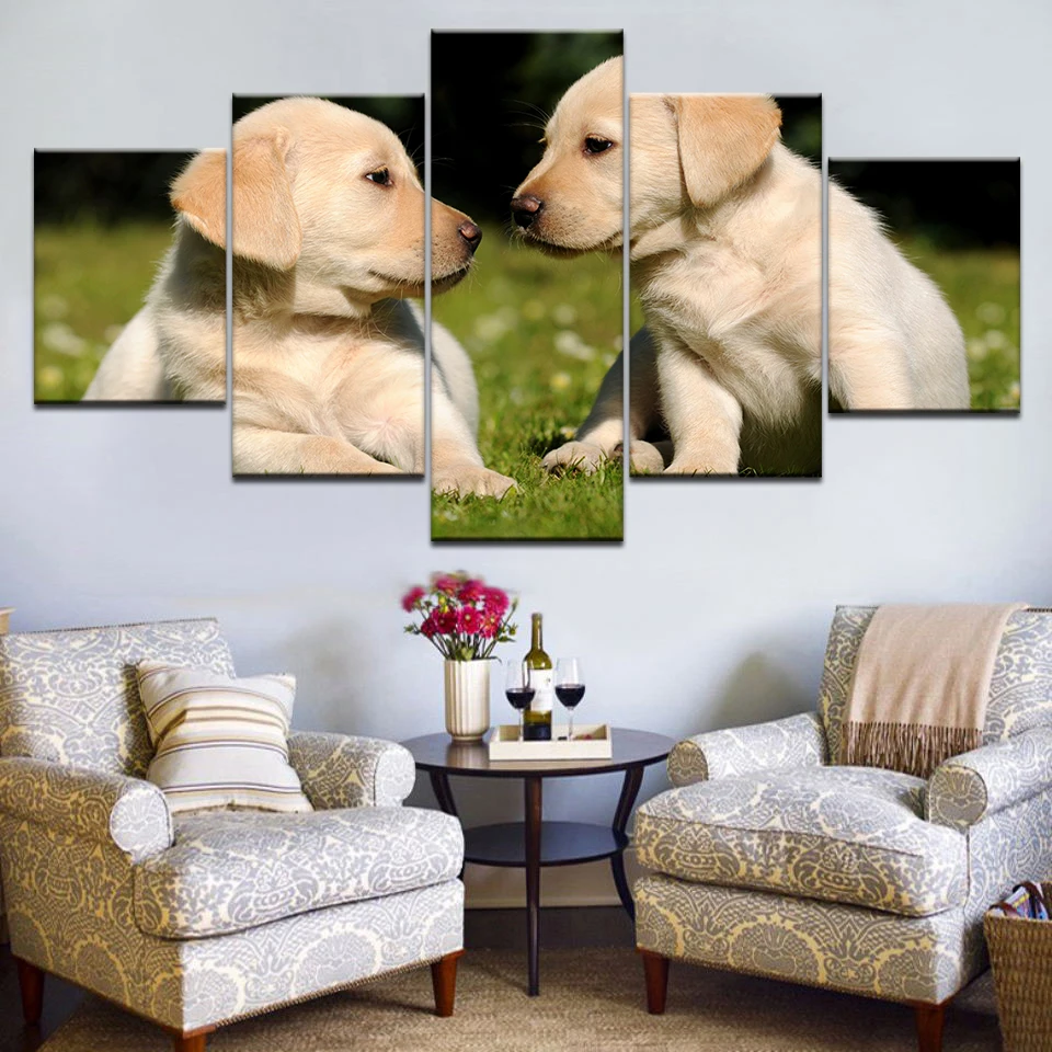 

Painting Modular Picture Modern Cuadros 5 Pieces Animal Dog Decoration Canvas Art Framework Wall Landscape For Living Room