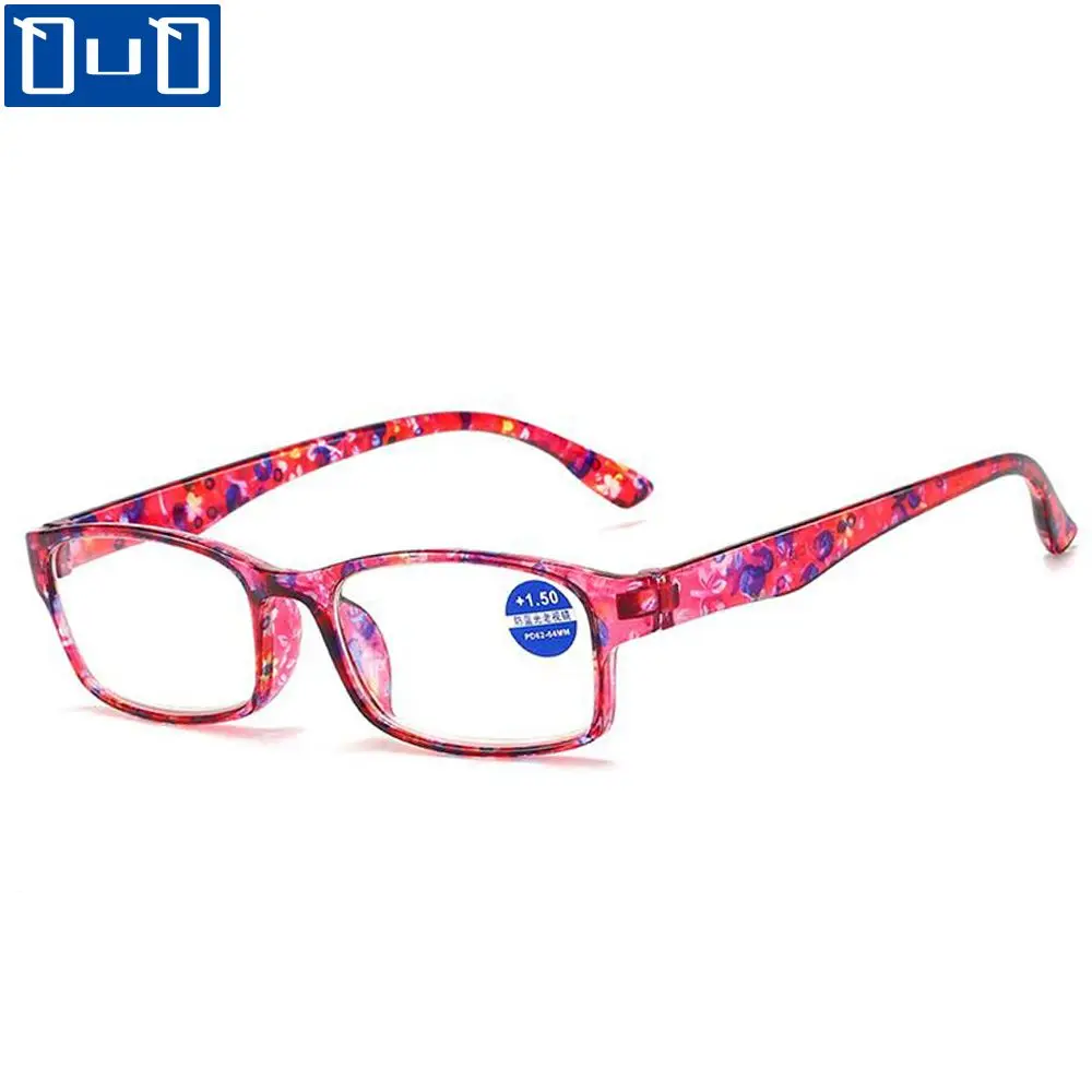 

Anti Blue Light PC Frame Reading Glasses with Pouch Flower Print Presbyopia Eyeglasses Far Sight Eyewear Vision Care +10~+40