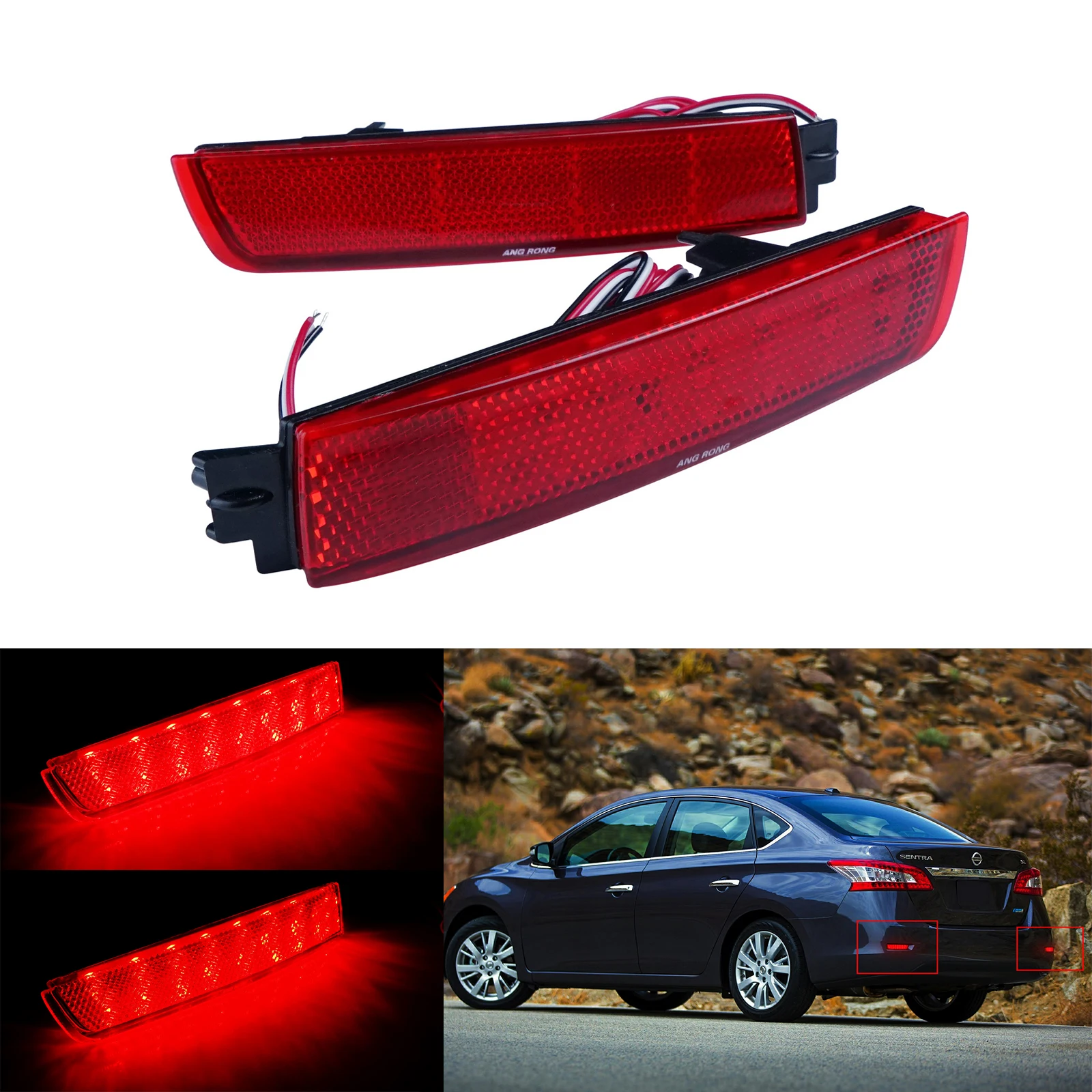 

Красный светодиодный бампер отражатель стоп светильник для Infiniti Nissan QX70 Quest Murano Sentra