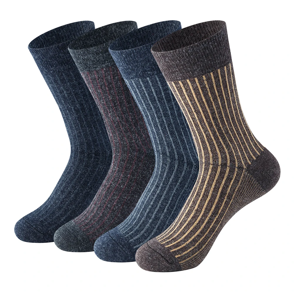 Multi-4 Pairs 4 пары теплых шерстяных носков для мужчин, толстые теплые носки с подушкой для зимнего платья, носки для холодной погоды - Цвет: Multi-4 Pairs