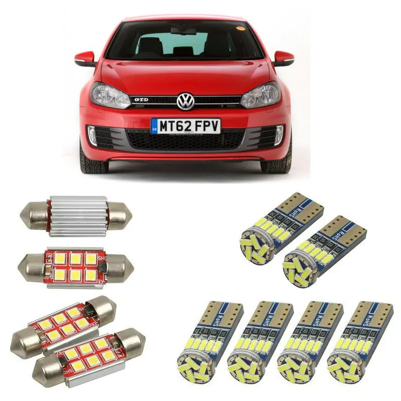 

Interior led Car lights For Volkswagen golf 6 5k1 hatchback convertible 517 estate aj5 car accessories License Plate Light 10pc