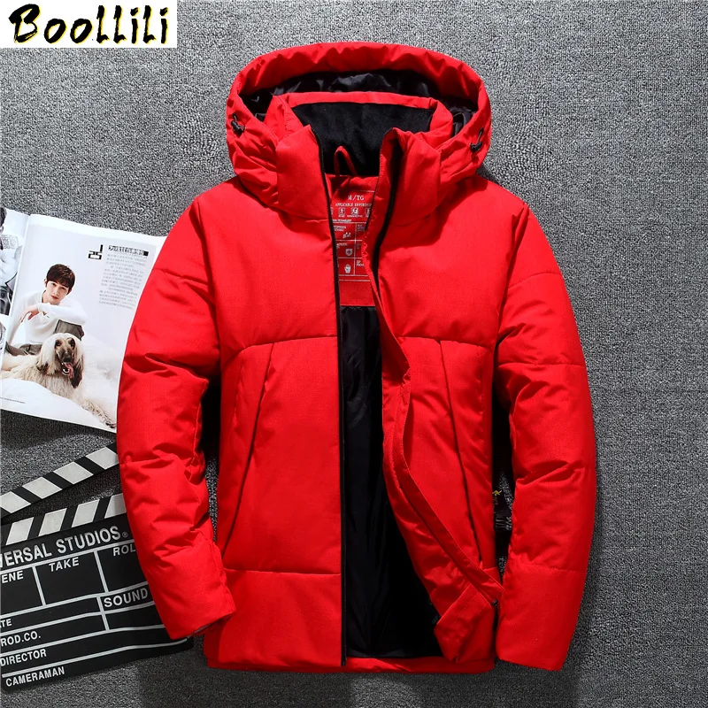 New 2023 Winter Men's Thick Warm Down Jacket Fashion Casual Hooded White Duck Down Coat Male Brand Clothes