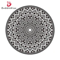 bubble kiss ethnic style customized round carpet for living room black white geometric pattern bedroom decor rug bedside mats