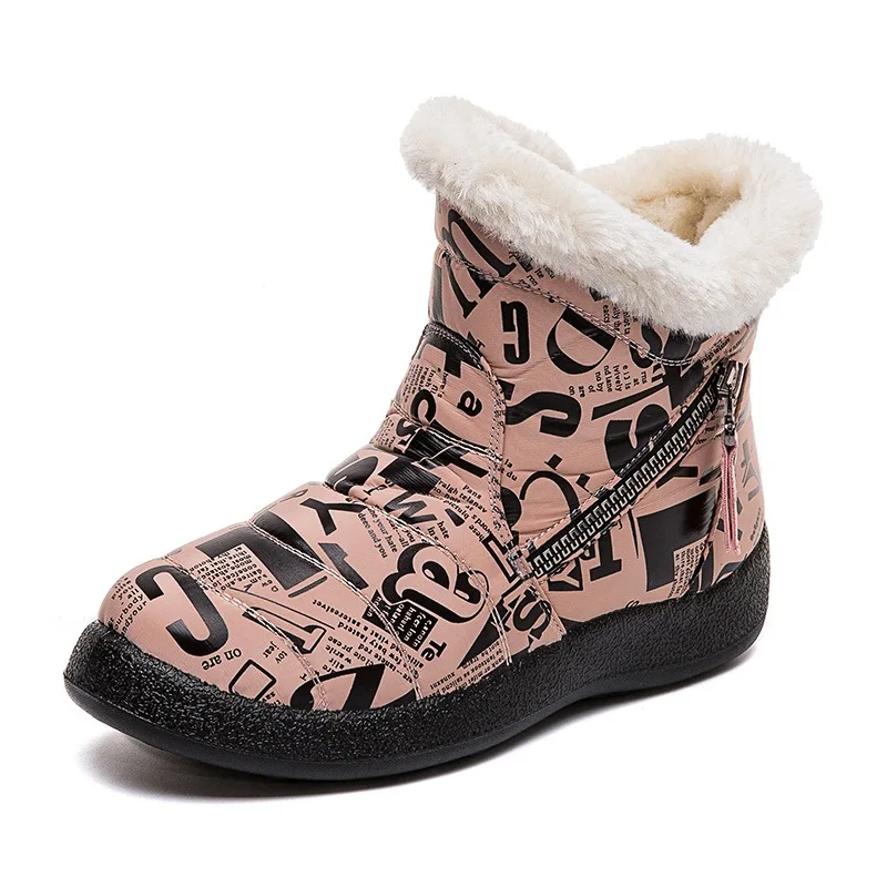 

Women Boots 2021 Fashion Brand Winter Boots Women Printing Zipper Ankle Botas Mujer Keep Warm Snow Boots For Winter Shoes Woman2