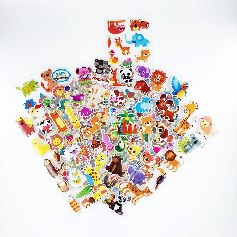 Paquete de pegatinas de animales del zoo para ni&ntilde;os, confecci&oacute;n de &aacute;lbumes de recortes con animales, regalo de cumplea&ntilde;os, 12 hojas por paquete-4