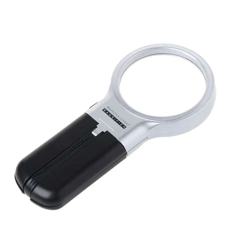 

Handheld Desktop Magnifying Glass Multi-Function Folding 3 Times with LED Lights for the Elderly Reading Plexiglass Lens