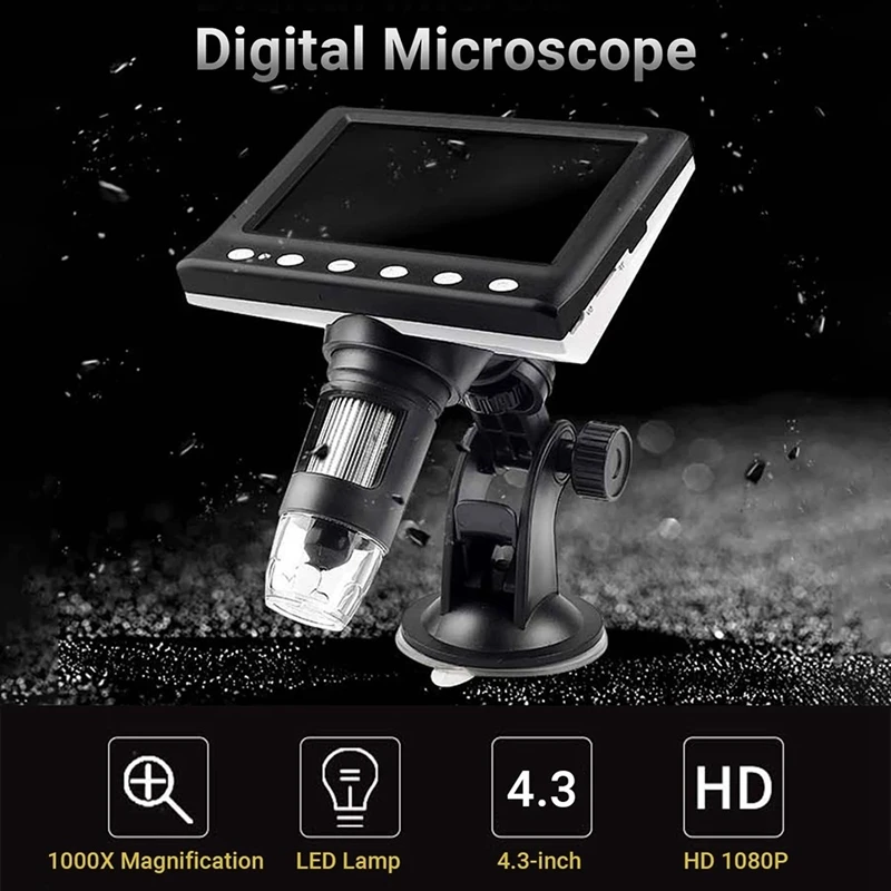

Digital Microscope 4.3-Inch 1000X Magnification Lcd Portable Video Camera Microscope with 8 Adjustable Led Light