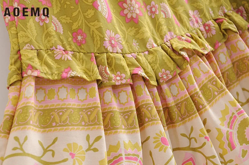 Женские юбки с оборками AOEMQ трапециевидные цветочным принтом эластичные