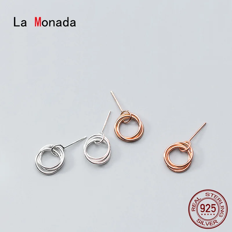 

La Monada Interlock Women Earrings Piercing Ear 925 Small Silver Earrings Fashion Girl Small Stud Earrings For Women Silver 925