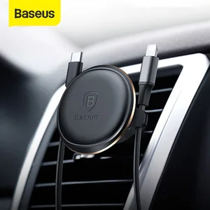 baseus magnetic car phone holder cable organizer air vent mount stand w cable clip for samsung xiaomi 360 rotation auto support free global shipping