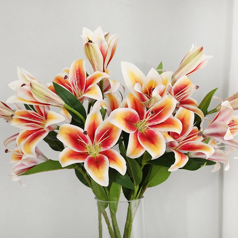 Искусственные цветочные искусственные латексные цветы с 3 головками декор для