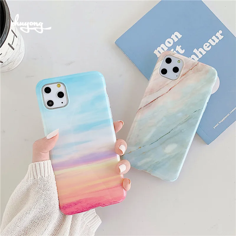 

New Upgraded Marble Phone Case For iPhone 13 12 11 Pro Max Mini X Xr Xs 8 7 6 6s Plus SE 2020 Shockproof Glossy Soft IMD Cover