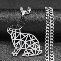 2022 stainless steel rabbit chain necklaces for womenmen silver color necklaces jewelry acier inoxydable bijoux xh270s03