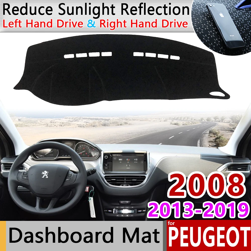 Для peugeot 2008 2013~ Противоскользящий коврик для приборной панели солнцезащитный коврик для автомобиля аксессуары