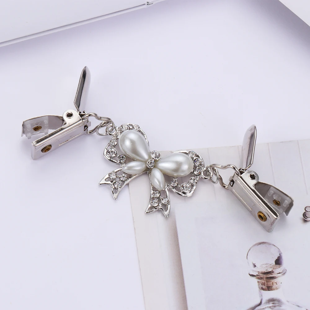 1PC Sweater Shawl Clips Cardigan Collar Clip Butterfly Bow Brooches Duck-mouth Plated Clasps Women Fashion Jewelry Accessories | Украшения