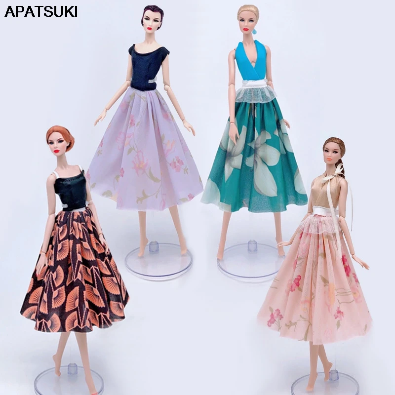 

Модная Одежда для куклы Барби, разноцветное платье, жилет и сельская Цветочная юбка миди, наряды для куклы 1/6, аксессуары для кукол