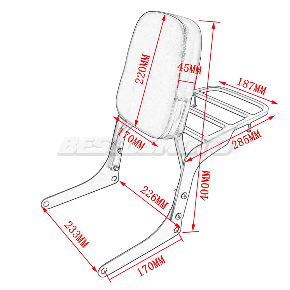 Мотоциклетная Съемная задняя спинка пассажира Сисси Бар багажная стойка для Honda