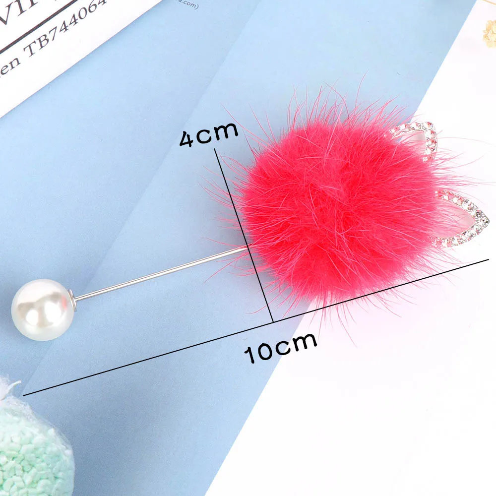 Милые кроличьи ушки натуральный мех норки Мех Брошь из шариков шпильки для