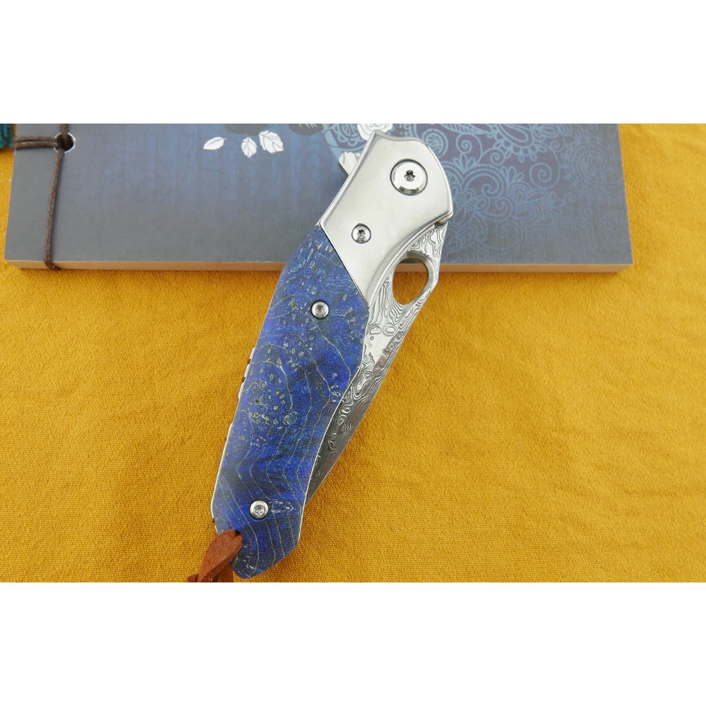 

Outdoor tactical 304 steel head/VG10 Damascus steel folding knife camping survival hunting self-defense EDC hand tool knife