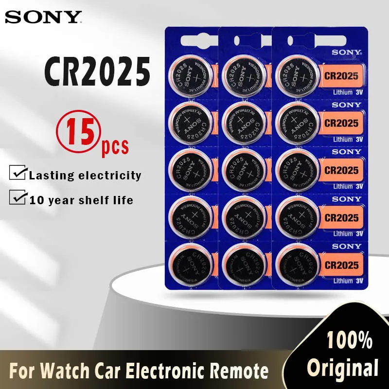 15 шт. для SONY оригинальный cr2025 кнопочный аккумулятор cr 2025 DL2025 LM2025 3V литиевая монета