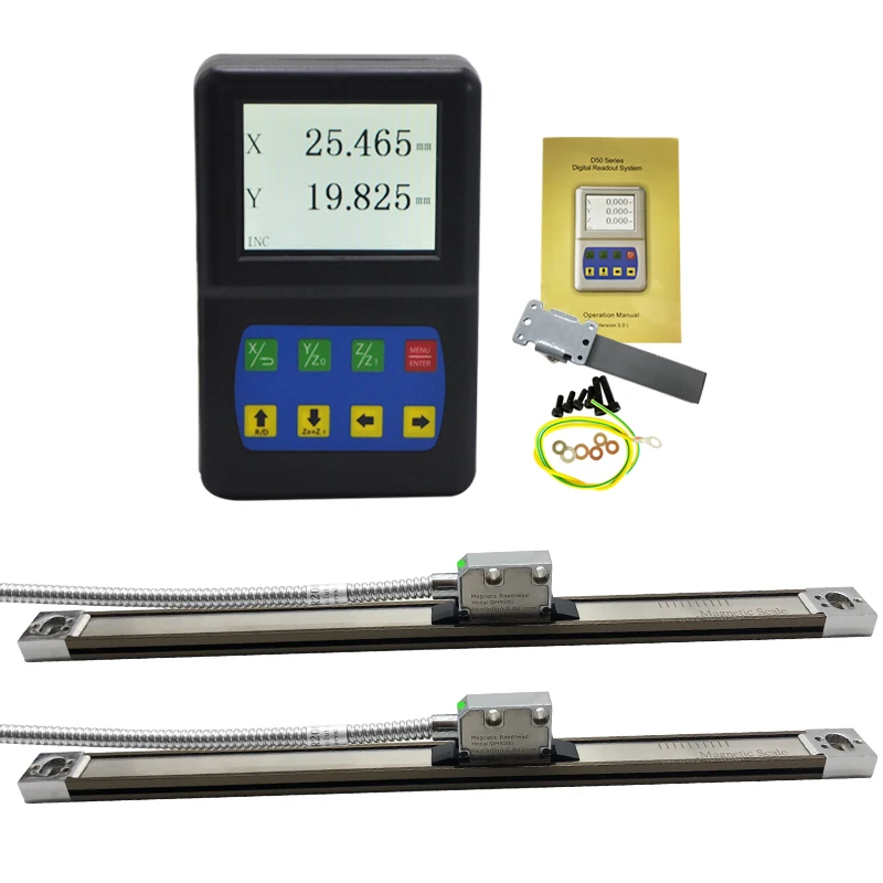 A set of 2 Axis Dro Plastic Digital Readout and Magnetic Encoder Scale 0-1000mm 5um/1um for Lathe Machine | Инструменты