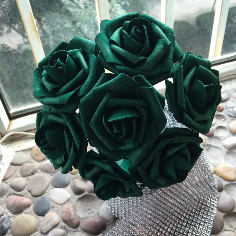 Изумрудно-Зеленые искусственные розы 8 см 100 шт. охотничьи зеленые цветы для