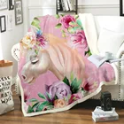Объемное вязаное одеяло с 3D Цифровым принтом в виде звездного единорога, зимнее фланелевое одеяло, удобный капюшон