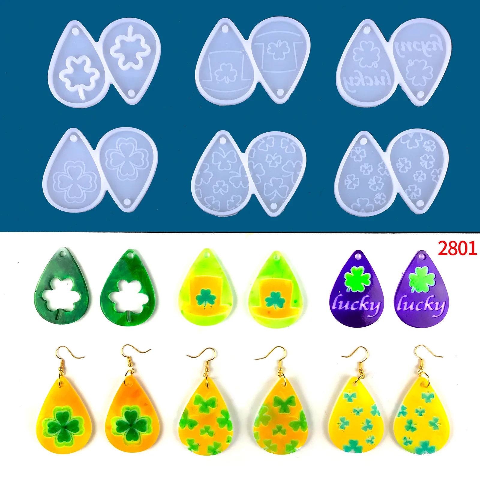 

Clover Earring Silicone Mold DIY Epoxy Resin Silicone Earrings Pendant Jewelry Molds Handmade Mirror Resin Casting Mould