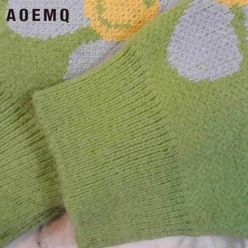 AOEMQ женский кардиган женские свитера милый светло-зеленый винтажный свитер с